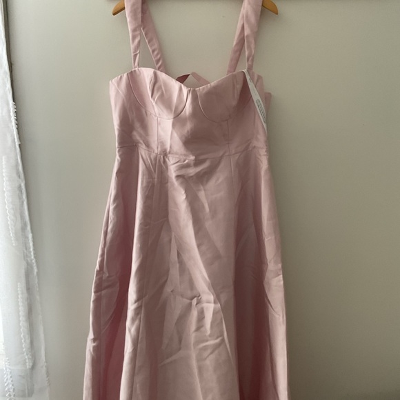 ALFRED SUNG Lace-Up Bustier Full Skirt Pockets Satin Pink Maxi Dress NWT 18 - Picture 5 of 13